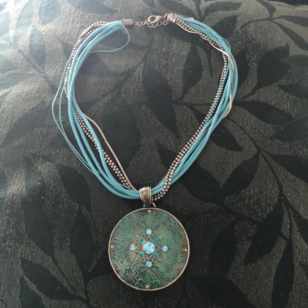 Turquoise Multi-Strand Pendant Necklace